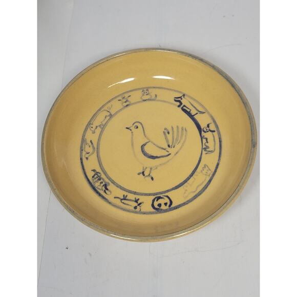 Vintage Studio Pottery Shallow Bowl Saucer, Bird Design - Picture 3 of 5